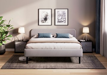 Кровать 1.5-спальная Hanna 140х200 с основанием (Багама серый) в Губкинском - предосмотр 1
