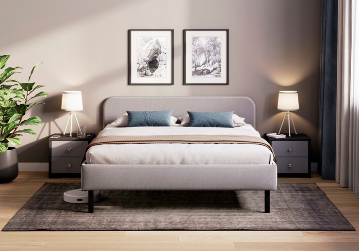 Спальная кровать Hanna 160х200 с основанием (Багама серый) в Салехарде - изображение 1