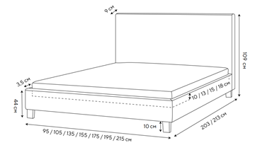 Кровать спальная Lino 140х200, Велюр (Monopoly Прованский синий (792)) в Надыме - предосмотр 1