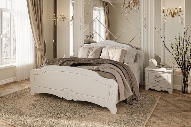 Спальная кровать Лотос (Белый) 160х200 с основанием в Ноябрьске - изображение 2