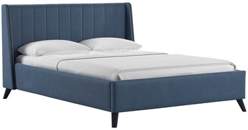 Спальная кровать Мелисса 140, арт. Тори 83 велюр (серо-синий) + кроватное дно в Салехарде