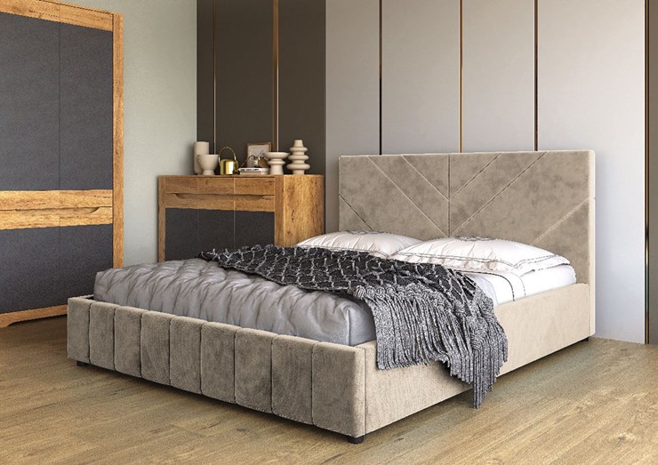 Спальная кровать Нельсон Линия 160х200 (вариант 3) с основанием в Салехарде - изображение 1