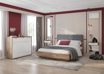 Кровать спальная Николь (мод.1.5) 1,8 серый текстиль, с ортопедическим основанием в Салехарде - предосмотр 1