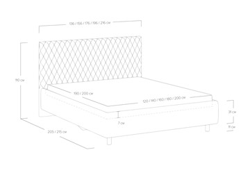 Полутороспальная кровать Stella 140х200 с основанием в Салехарде - предосмотр 3