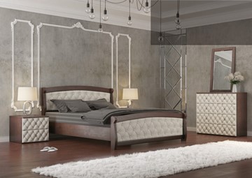 Спальная кровать СВ-Стиль Магнат 160*190 с основанием, мягкие спинки в Салехарде