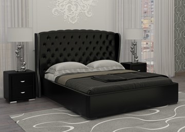 Двуспальная кровать Dario Grace 180x200, Экокожа (Черный) в Новом Уренгое