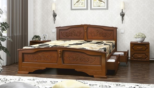 Кровать с выкатными ящиками Елена (Орех) 140х200 в Ноябрьске - изображение