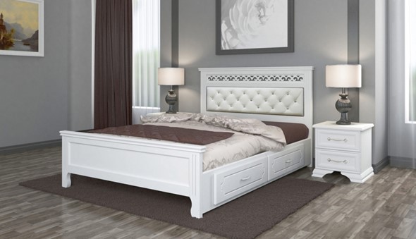 Кровать с выкатными ящиками Грация (Белый Античный) 140х200 в Салехарде - изображение