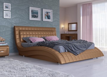 Двуспальная кровать с механизмом Атлантико 160x200, Экокожа (Бронзовый перламутр) в Салехарде