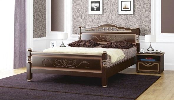 Кровать 2-спальная Карина-5 (Орех Темный) 160х200 в Салехарде - изображение