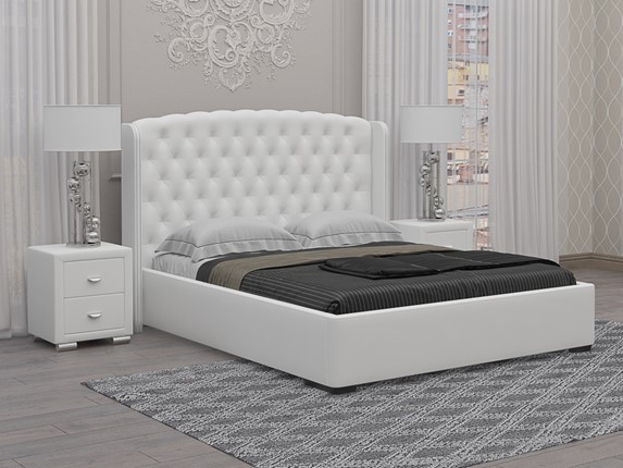 Спальная кровать Dario Classic 180х200, Экокожа (Белый) в Салехарде - изображение