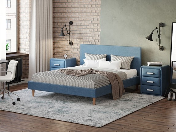 Кровать 2-х спальная Claro 160х200, Рогожка (Тетра Голубой) в Надыме - изображение