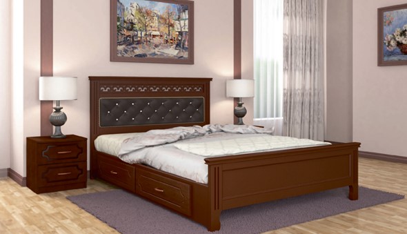 Кровать с выкатными ящиками Грация (Орех) 160х200 в Салехарде - изображение