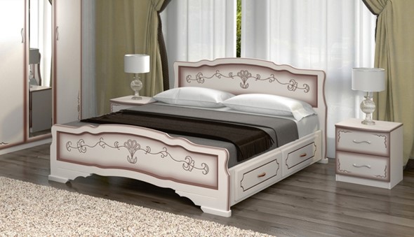 Кровать с выкатными ящиками Карина-6 (Дуб Молочный) 160х200 в Салехарде - изображение