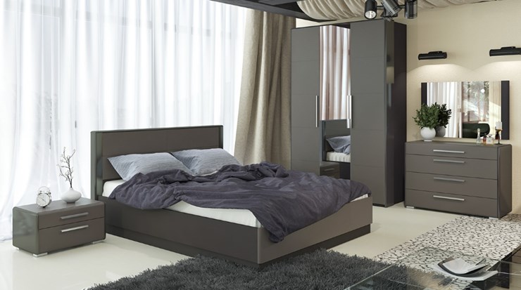 Модульная спальня Наоми №2, цвет Фон серый, Джут в Салехарде - изображение