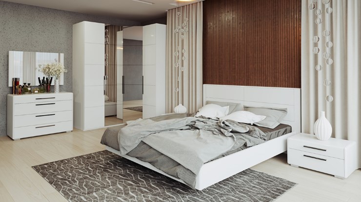 Спальный гарнитур Наоми №4, цвет Белый глянец в Салехарде - изображение
