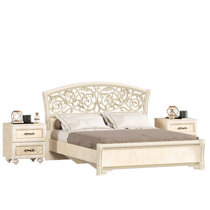 Гарнитур в спальню Александрия, кровать, 2 тумбочки, Ленто в Салехарде - изображение
