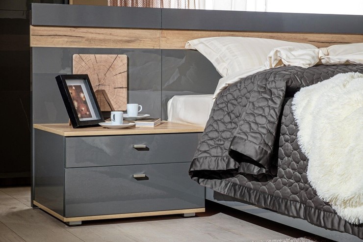 Модульная спальня Фиджи базовый набор, Дуб золотой/Антрацит в Салехарде - изображение 1