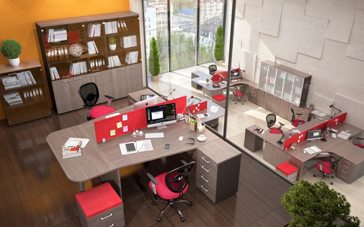 Набор мебели в офис Xten с большим шкафом для документов для 2 сотрудников в Салехарде - изображение 3