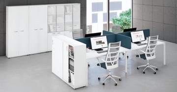 Офисный комплект мебели А4 (металлокаркас DUE) белый премиум / металлокаркас белый в Салехарде - предосмотр 1