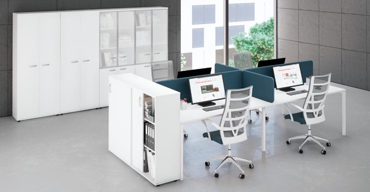 Офисный комплект мебели А4 (металлокаркас DUE) белый премиум / металлокаркас белый в Салехарде - изображение 1