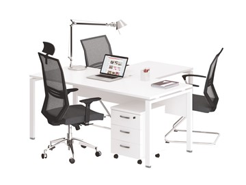 Офисный набор мебели А4 (металлокаркас UNO) белый премиум / металлокаркас белый в Губкинском