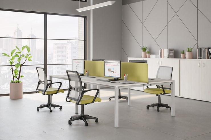 Офисный комплект мебели Комфорт КФ (белый премиум) на белом металокаркасе в Лабытнанги - изображение