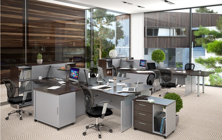 Набор мебели в офис OFFIX-NEW для двух сотрудников и руководителя в Муравленко - изображение 1