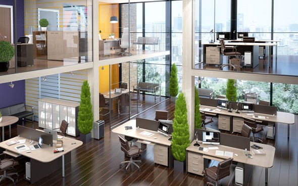 Комплект офисной мебели Xten в опенспэйс для четырех сотрудников в Салехарде - изображение