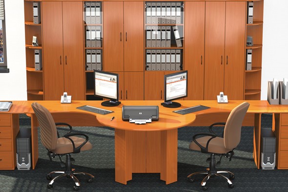 Мебель для персонала Классик для двух сотрудников с большим шкафом в Лабытнанги - изображение