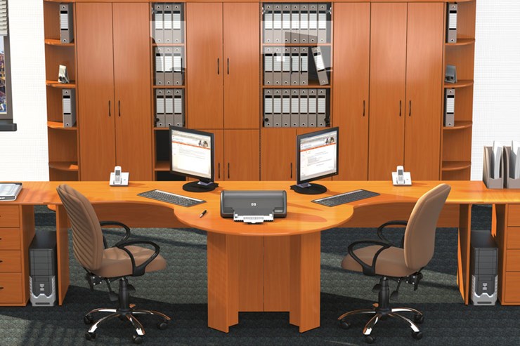 Мебель для персонала Классик для двух сотрудников с большим шкафом в Губкинском - изображение