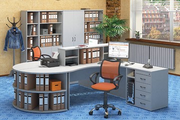 Офисный набор мебели Moно-Люкс для 2 сотрудников с большим шкафом и тумбами в Лабытнанги