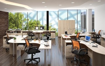 Набор мебели в офис SIMPLE с эргономичными столами, тумбами, шкафами в Салехарде - предосмотр