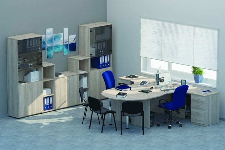 Офисный комплект мебели Twin для 2 сотрудников с совмещенными столами в Новом Уренгое - изображение