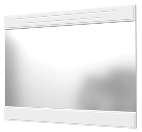 Настенное зеркало Олимп с декоративными планками (белый) в Салехарде - изображение