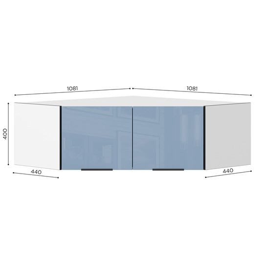 Антресоль углового шкафа 45 гр Урбан ЛД 528.320.000, Белый/Капри Синий в Губкинском - изображение 1