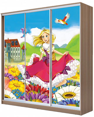 Шкаф 3-дверный ХИТ 24-20-777-11, Принцесса, Вариант №1, шимо темный в Муравленко - изображение