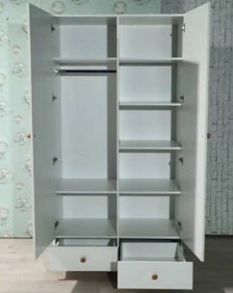 Детский шкаф распашной Нордик с 2 ящиками и перегородкой в Салехарде - изображение 1