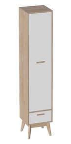 Детский шкаф одностворчатый Калгари, Дуб натуральный светлый/Белый матовый в Тарко-Сале