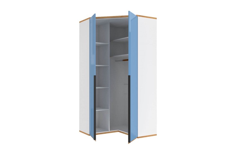 Детский угловой шкаф Урбан 528.060, белый/капри синий в Салехарде - изображение 2
