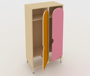 Детский 2-дверный шкаф ШГС2 Беж + Розовый+Оражневый в Салехарде