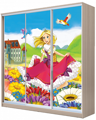 Шкаф 3-дверный ХИТ 22-4-18-777-11, Принцесса шимо светлый в Салехарде - изображение