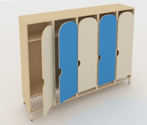 Шкаф детский распашной ШГС5 Беж + Синий в Салехарде - изображение