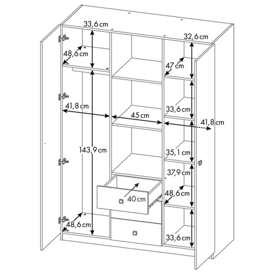 Шкаф с ящиками трехсекционный POLINI Kids Simple Дуб пастельный / Белый в Лабытнанги - изображение 5