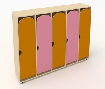 Распашной детский шкаф ШГ5У Беж+Оранжевый+Розовый в Новом Уренгое