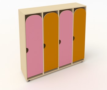 Шкаф детский ШГ4У Беж+Оранжевый+Розовый в Надыме