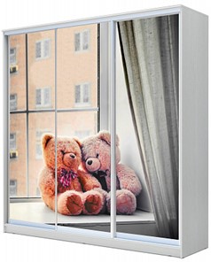 Детский шкаф Хит-22-20-777-26, Мишки на окне Белый в Салехарде