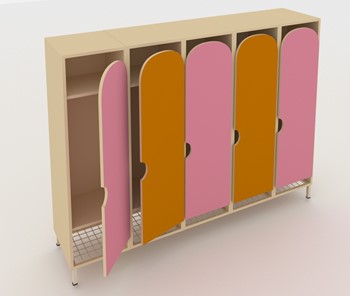 Шкаф детский ШГС5 Беж +Оранжевый + Розовый в Салехарде