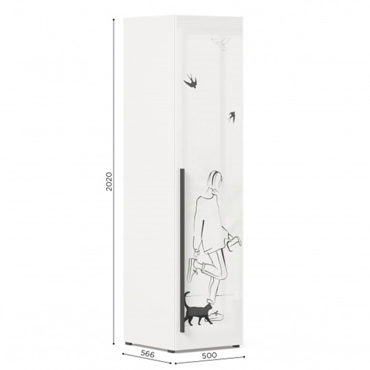 Шкаф одностворчатый Джоли Тип 2 ЛД 535.020, Серый шелк в Салехарде - изображение 2