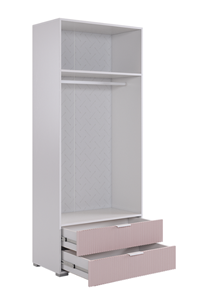 Шкаф двухдверный с ящиками Зефир 108.01 (белое дерево/пудра розовая (эмаль)) в Лабытнанги - предосмотр 2